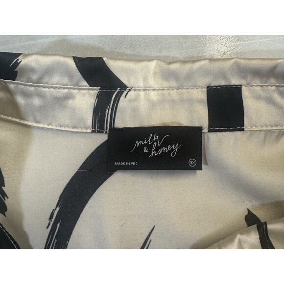 Milk & Honey White Black Long Sleeve Blouse Size 3x Plus Size Used - Picture 6 of 8